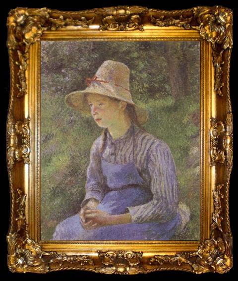 framed  Camille Pissarro Young Peasant Girl Wearing a Hat, ta009-2